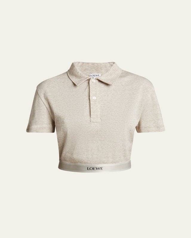 Cropped Wool Polo Logo Band Top